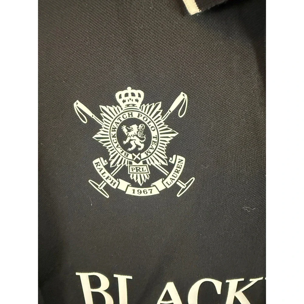 Polo Ralph Lauren Blackwatch Polo Team Long Sleeve Shirt Black XXL Custom Fit